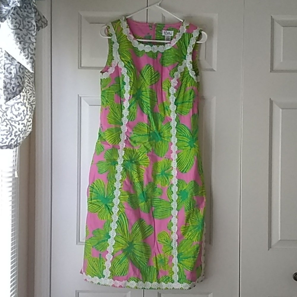 Lilly Pulitzer- green and pink floral dress